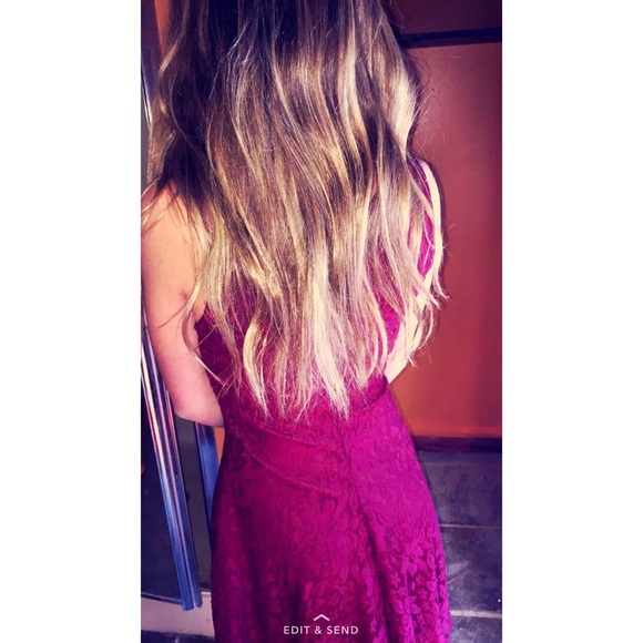 Maroon floral dress with v neck - Picture 2 of 2